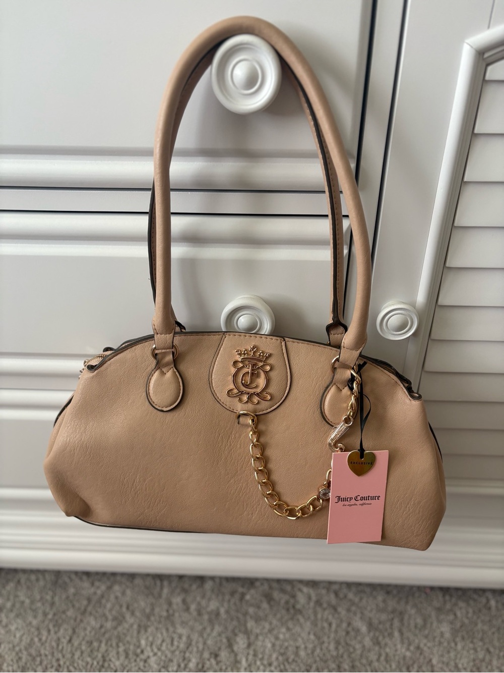 Juicy Couture Taupe-Beige Chain Shoulder Bag